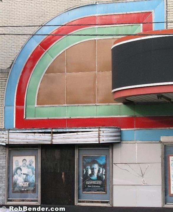 Curved Streamline Moderne detail on the Yeadon Theatre facade