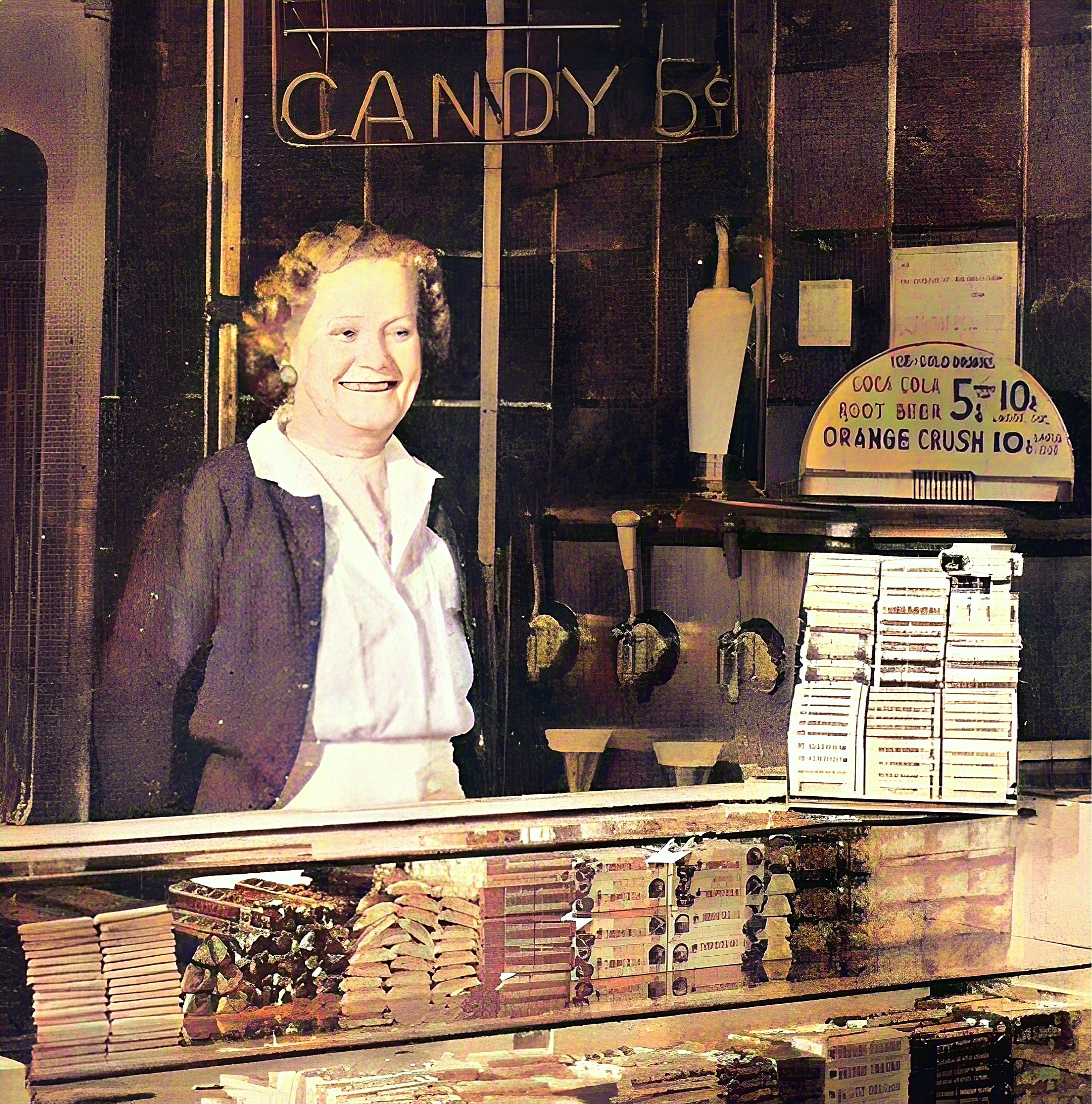 Rhea Friedman behind the Yeadon Theatre candy counter